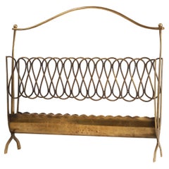 Italian Mid-Century Brass Magazine Rack – Gio Ponti Style, 1950s