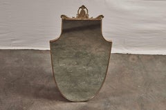 Italian Mid Century Brass Mirror with Decorative Crest