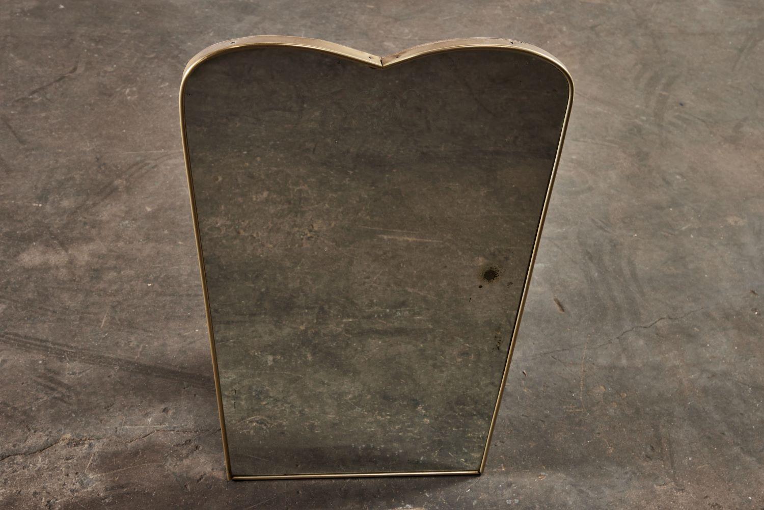 Italian Mid Century Brass Mirror with Etching In Good Condition In Pasadena, CA