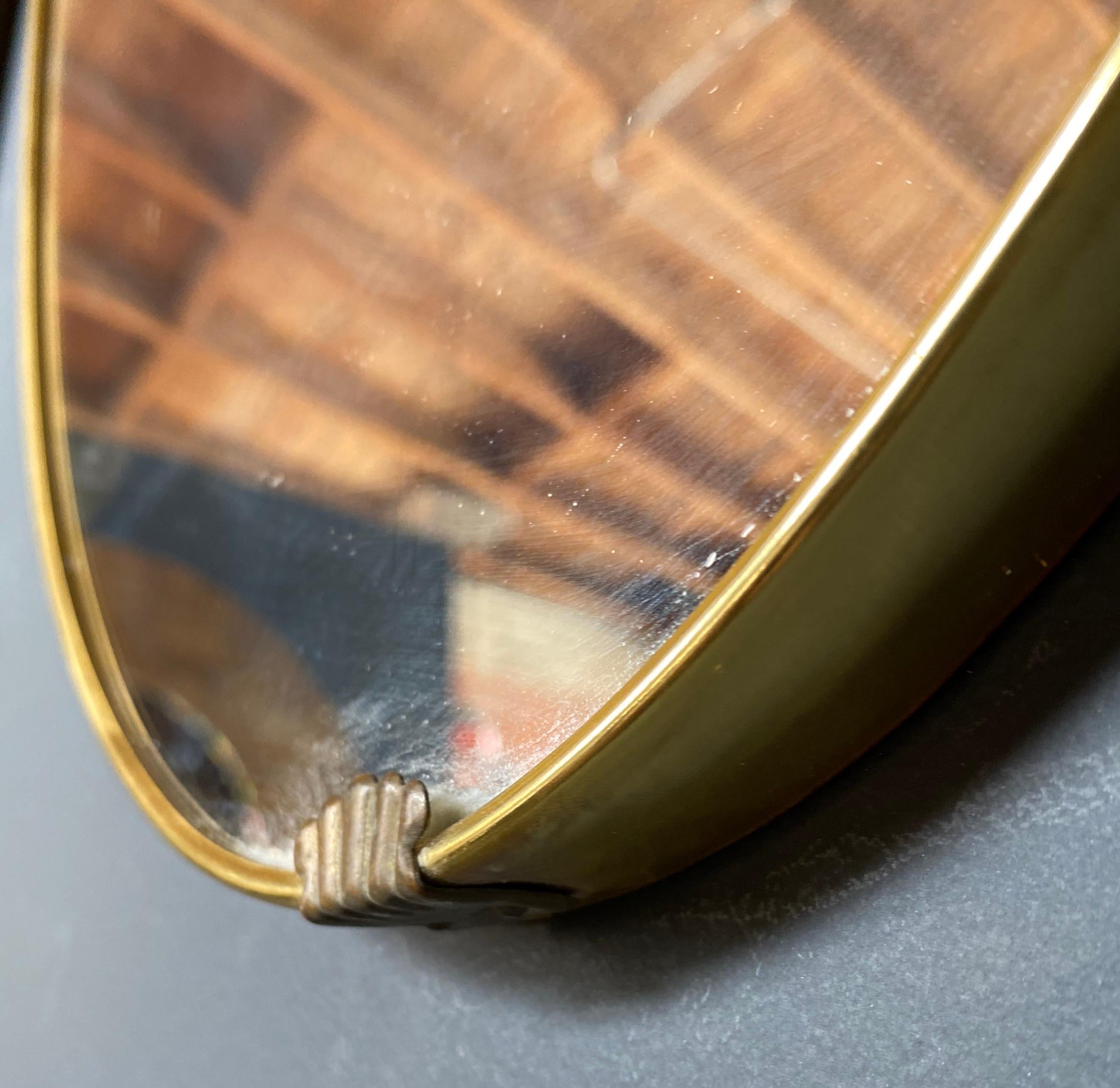 Italian Midcentury Brass Oval Mirror, 1950s In Good Condition In Los Angeles, CA
