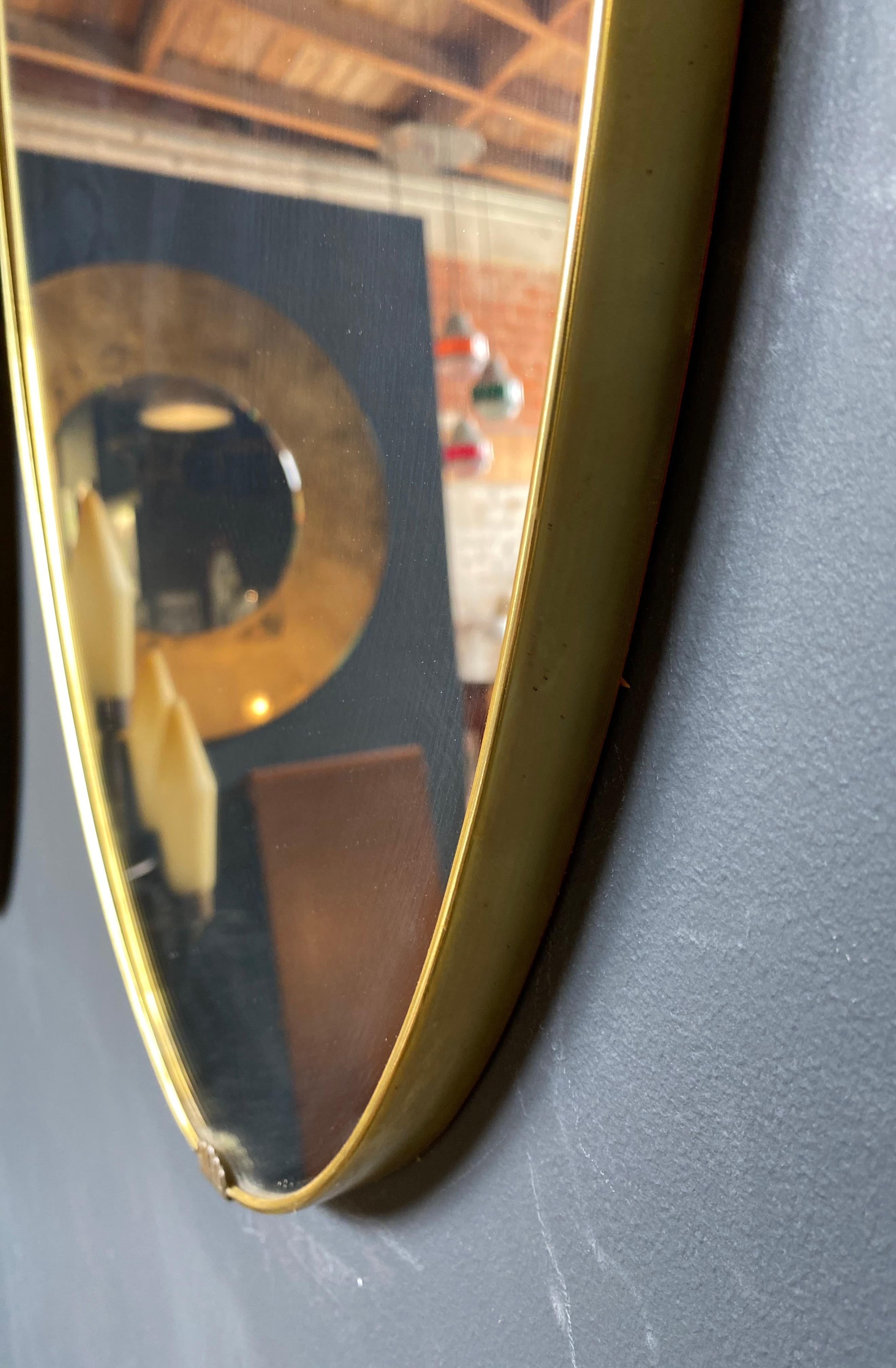 Mid-20th Century Italian Midcentury Brass Oval Mirror, 1950s