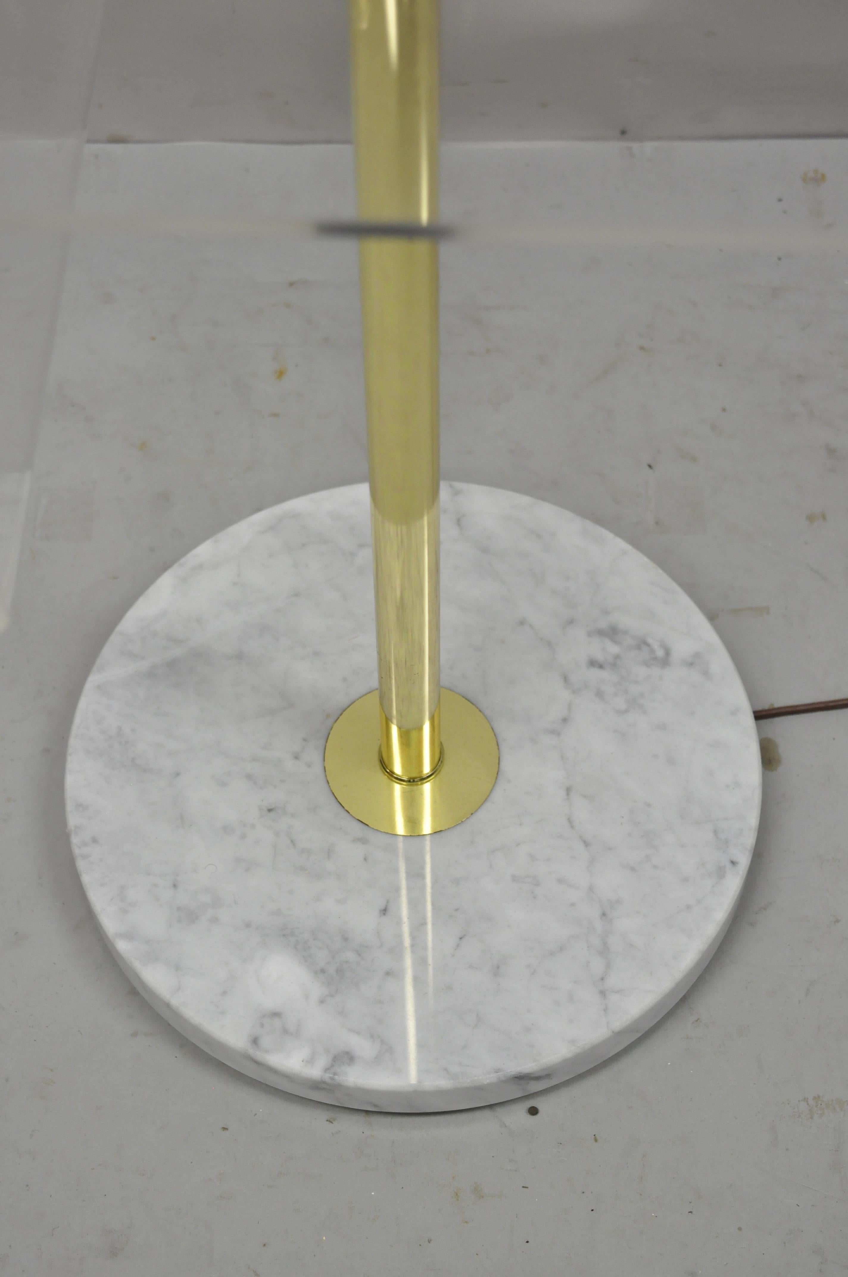 Mid-Century Modern Italian Mid Century Brass Pole Floor Lamp with Marble Base Lucite Magazine Rack