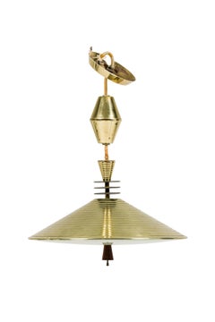 Italian Mid-Century Brass Saucer Chandelier