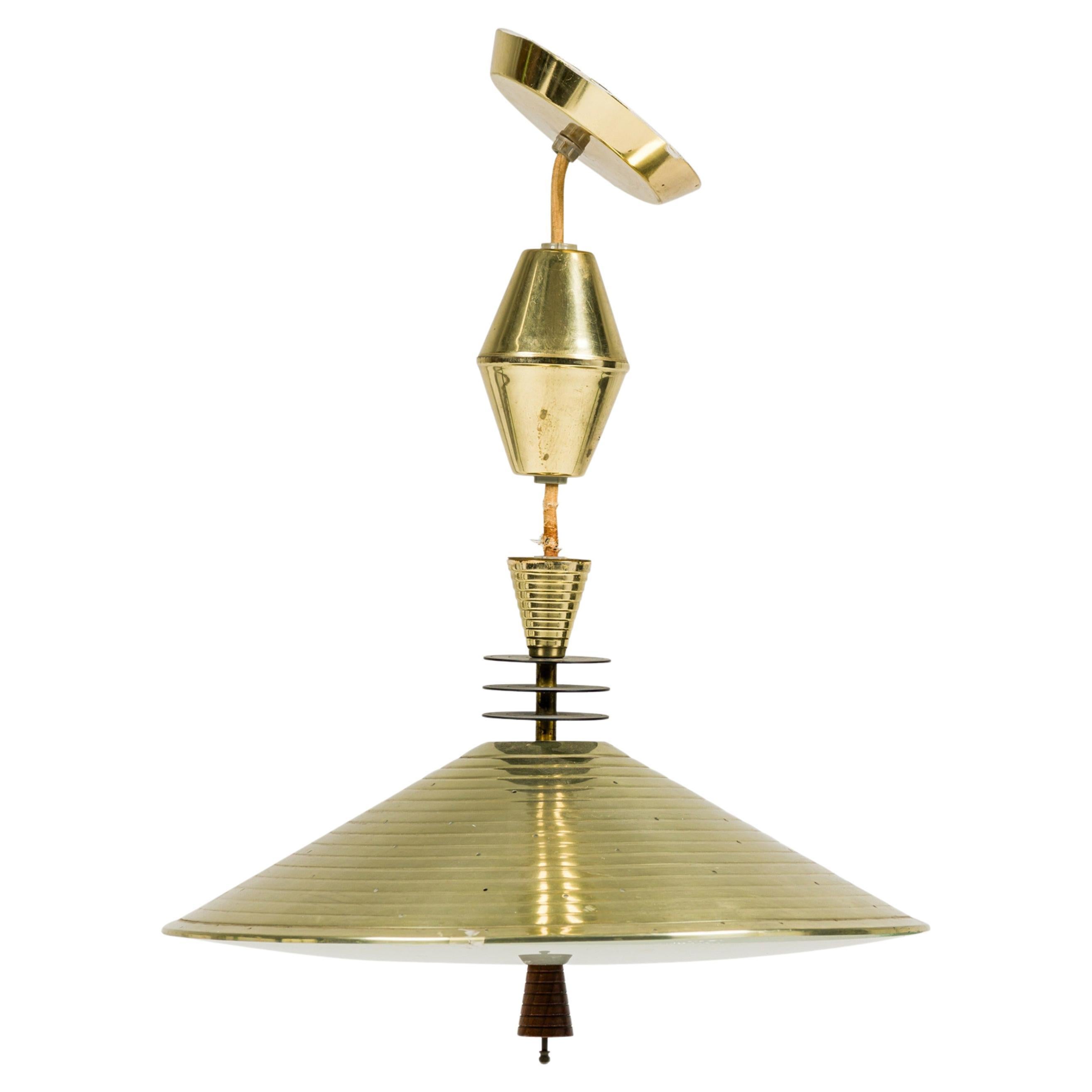 Italian Mid-Century Brass Saucer Chandelier