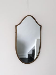 Italian Mid Century Brass Shield Shaped Mirror