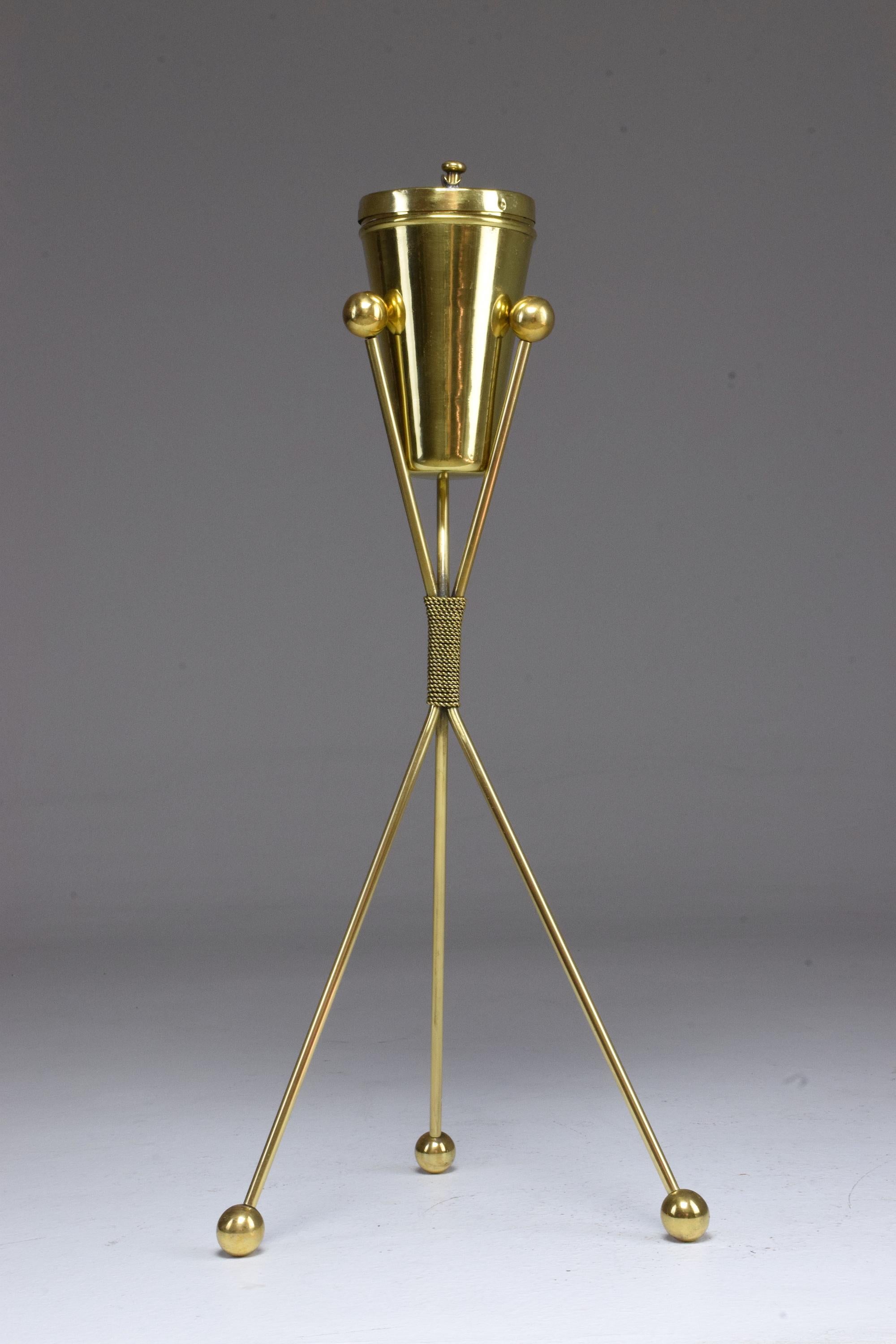 Italian Midcentury Brass Standing Ashtray, 1950s 1