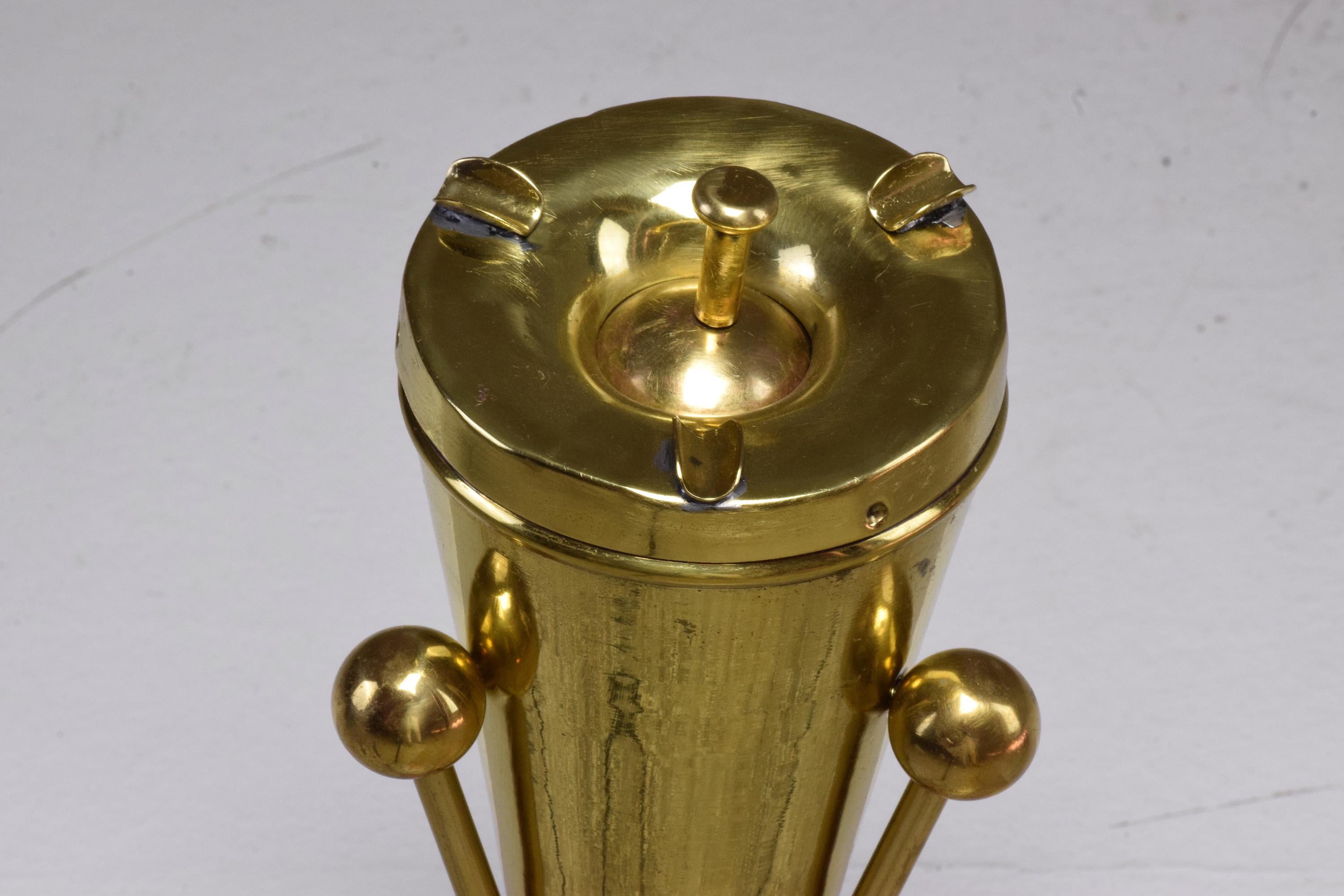 Polished Italian Midcentury Brass Standing Ashtray, 1950s