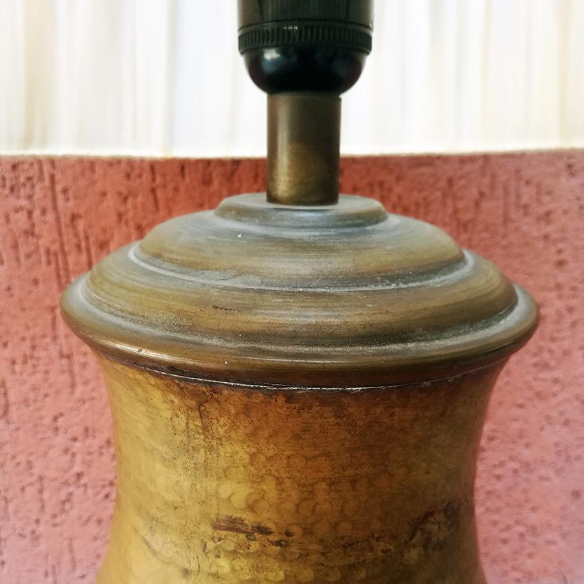 Mid-Century Modern Italian Midcentury Brass Table Lamp with Pleated Lampshade, 1950s