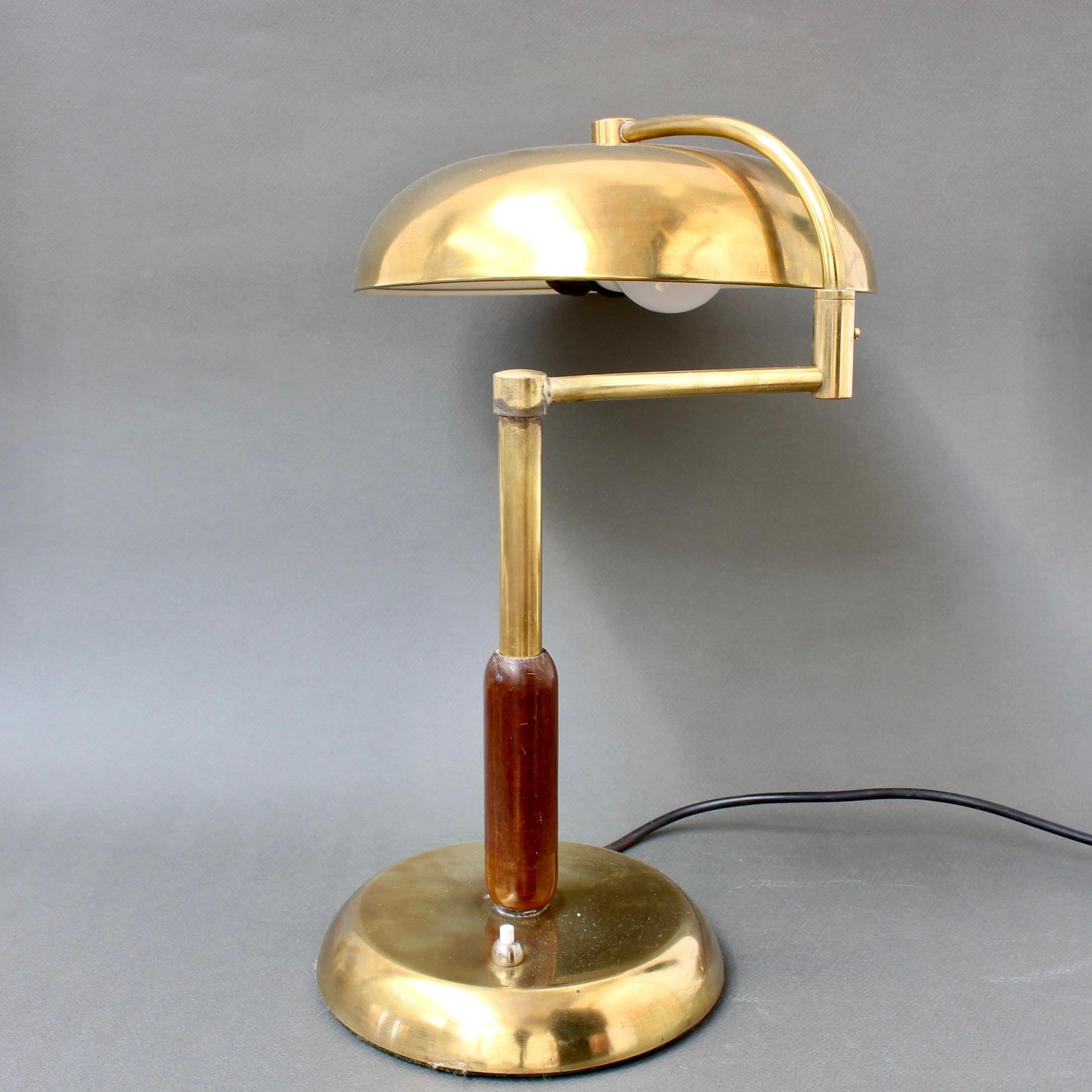 Mid-Century Modern Italian Mid-Century Brass Table Lamp with Swivel Arm, circa 1950s For Sale