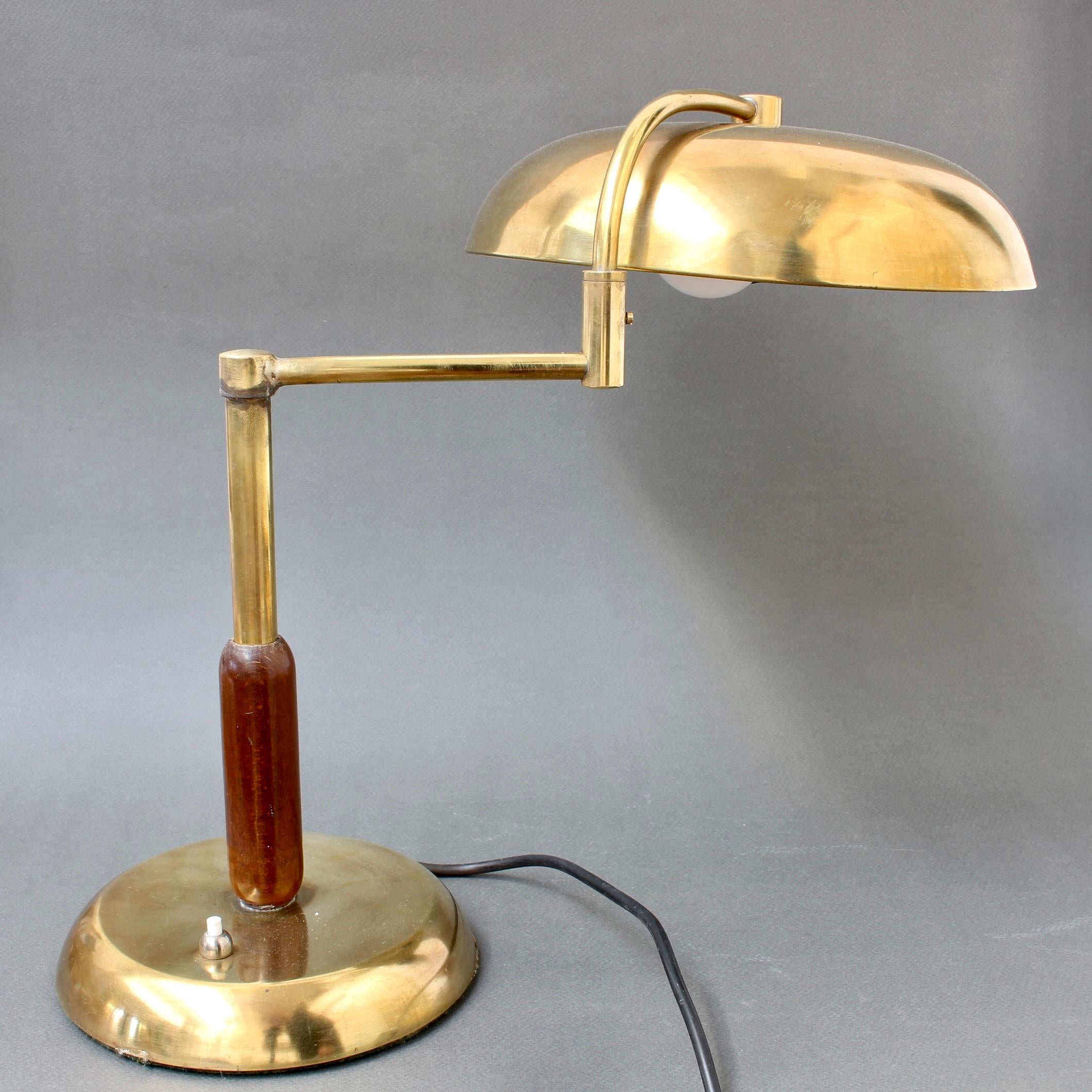 Mid-20th Century Italian Mid-Century Brass Table Lamp with Swivel Arm, circa 1950s For Sale
