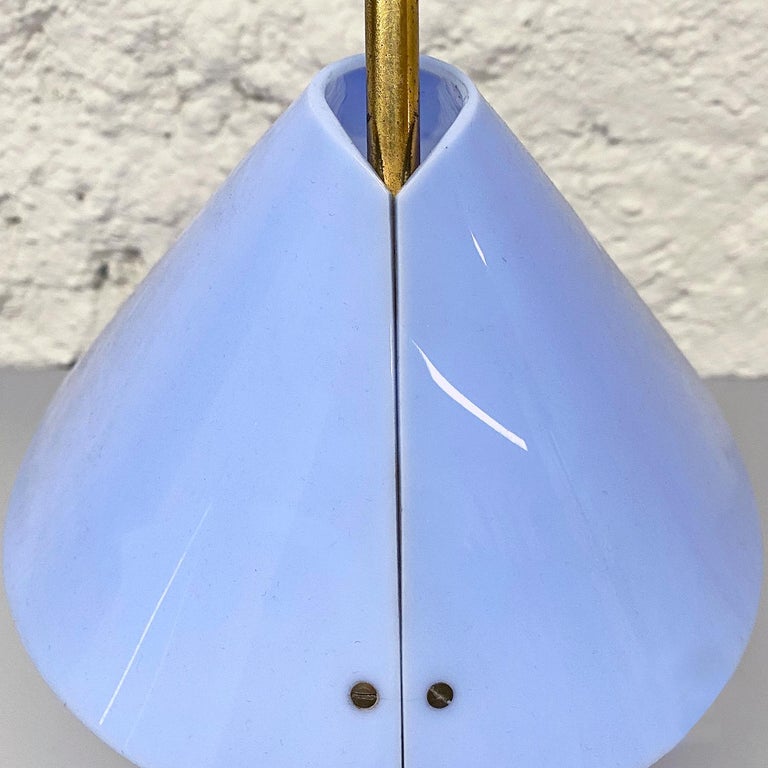 Italian Mid-Century Brass Table Lamps with Blue Lampshade by Stilnovo, 1950s For Sale 9