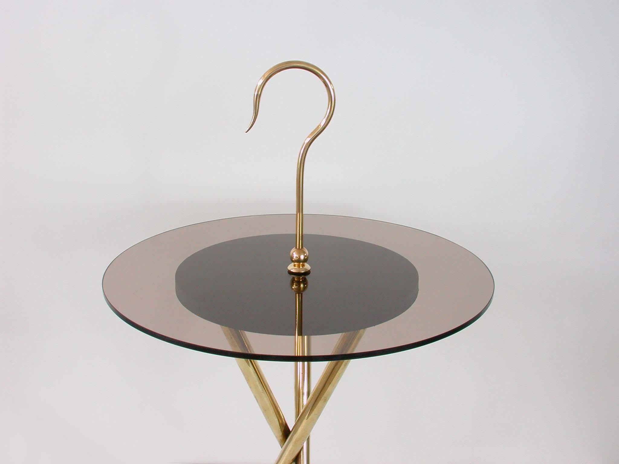 Italian Midcentury Brass and Tinted Glass Occasional Table, 1950s For Sale 7