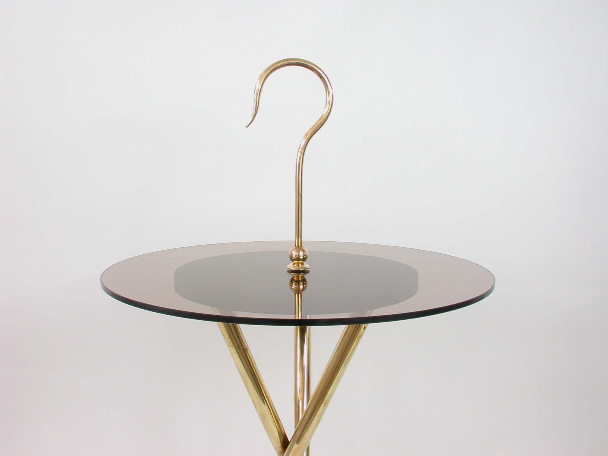 Mid-20th Century Italian Midcentury Brass and Tinted Glass Occasional Table, 1950s For Sale
