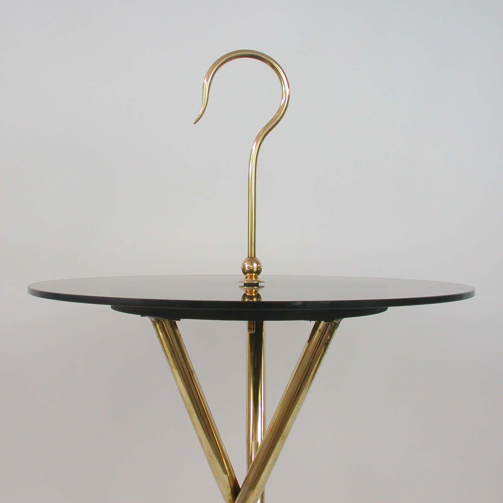 Italian Midcentury Brass and Tinted Glass Occasional Table, 1950s For Sale 2