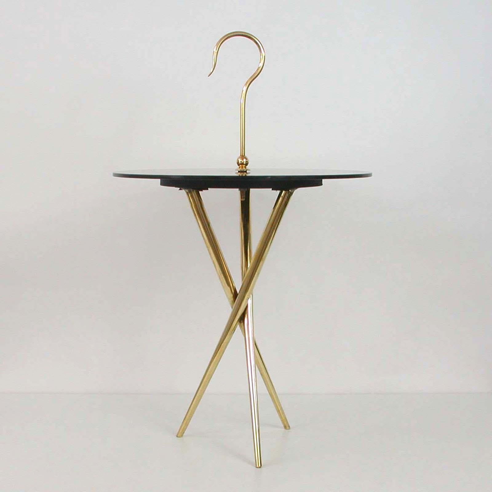 Italian Midcentury Brass and Tinted Glass Occasional Table, 1950s For Sale 3