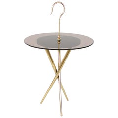 Italian Midcentury Brass and Tinted Glass Occasional Table, 1950s
