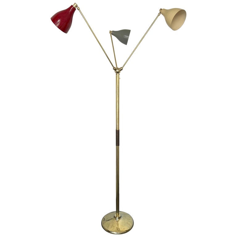 Italian Mid Century Brass Triennale Floor Lamp, Italy, 1950s at 1stDibs