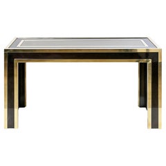 Console italienne du milieu du siècle en laiton, Wood Wood et verre