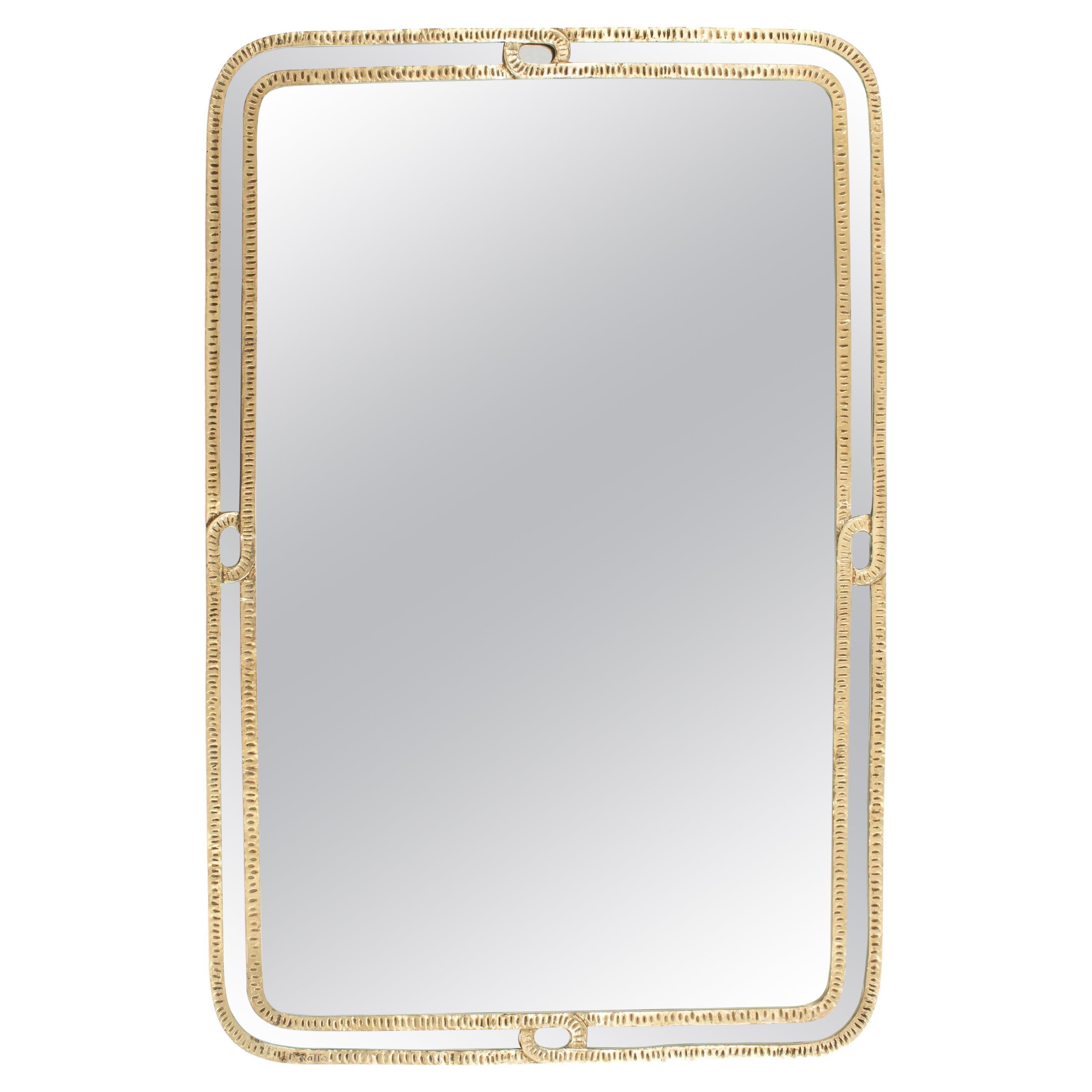 Italian Mid-Century Bronze Mirror by Angelo Brotto signed by hand 1950s