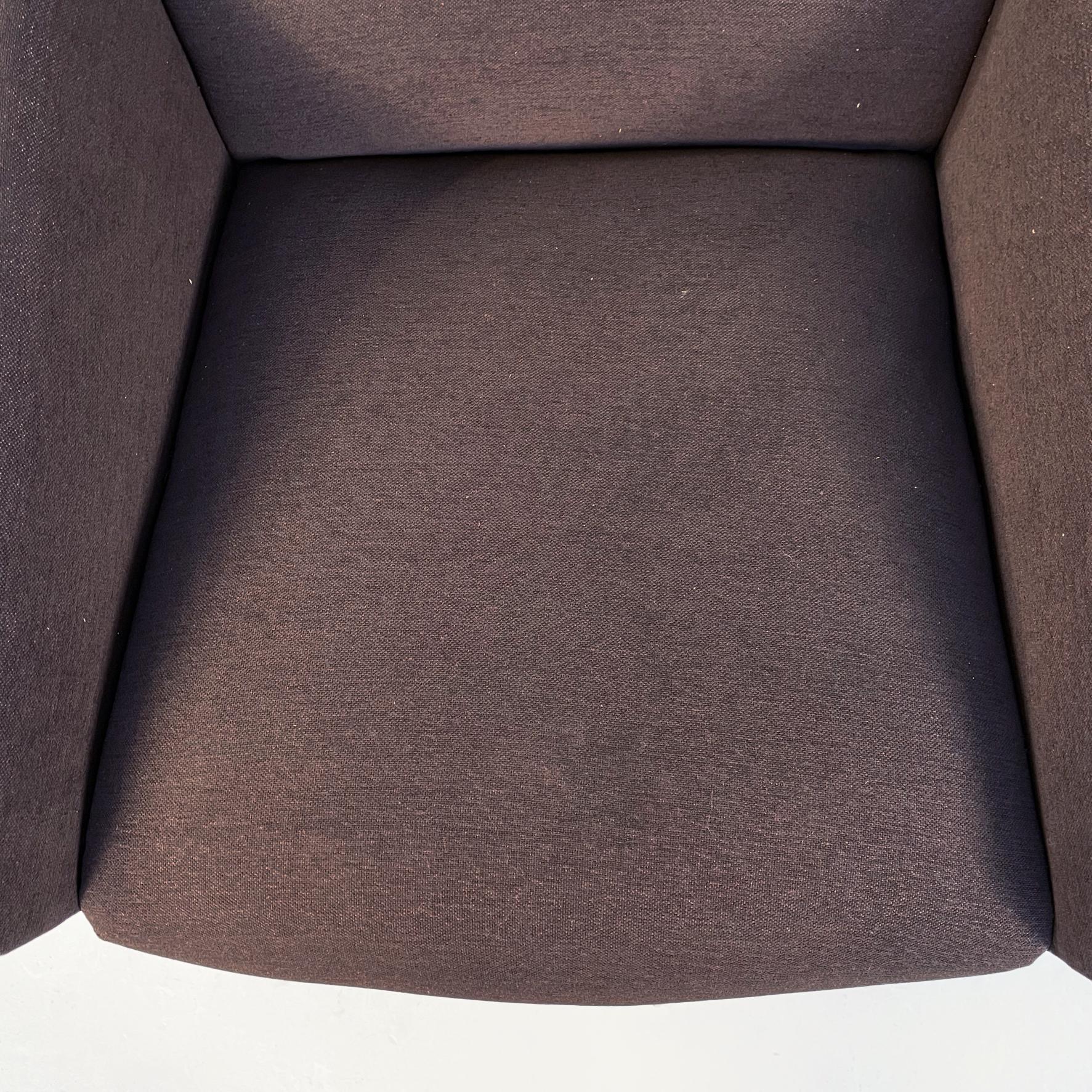 Italian Mid-Century Brown Armchair with Black Tubular Metal Legs, 1960s 2