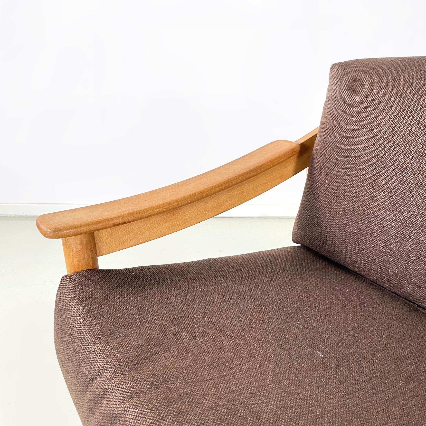 Italian Midcentury Brown Armchairs Sofa Loden by Magistretti for Cassina 1960s 4