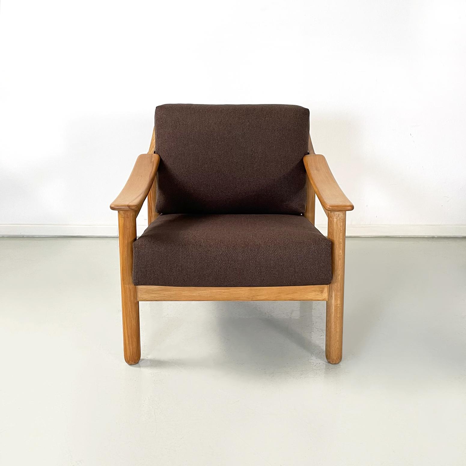 Italian Midcentury Brown Armchairs Sofa Loden by Magistretti for Cassina 1960s 1