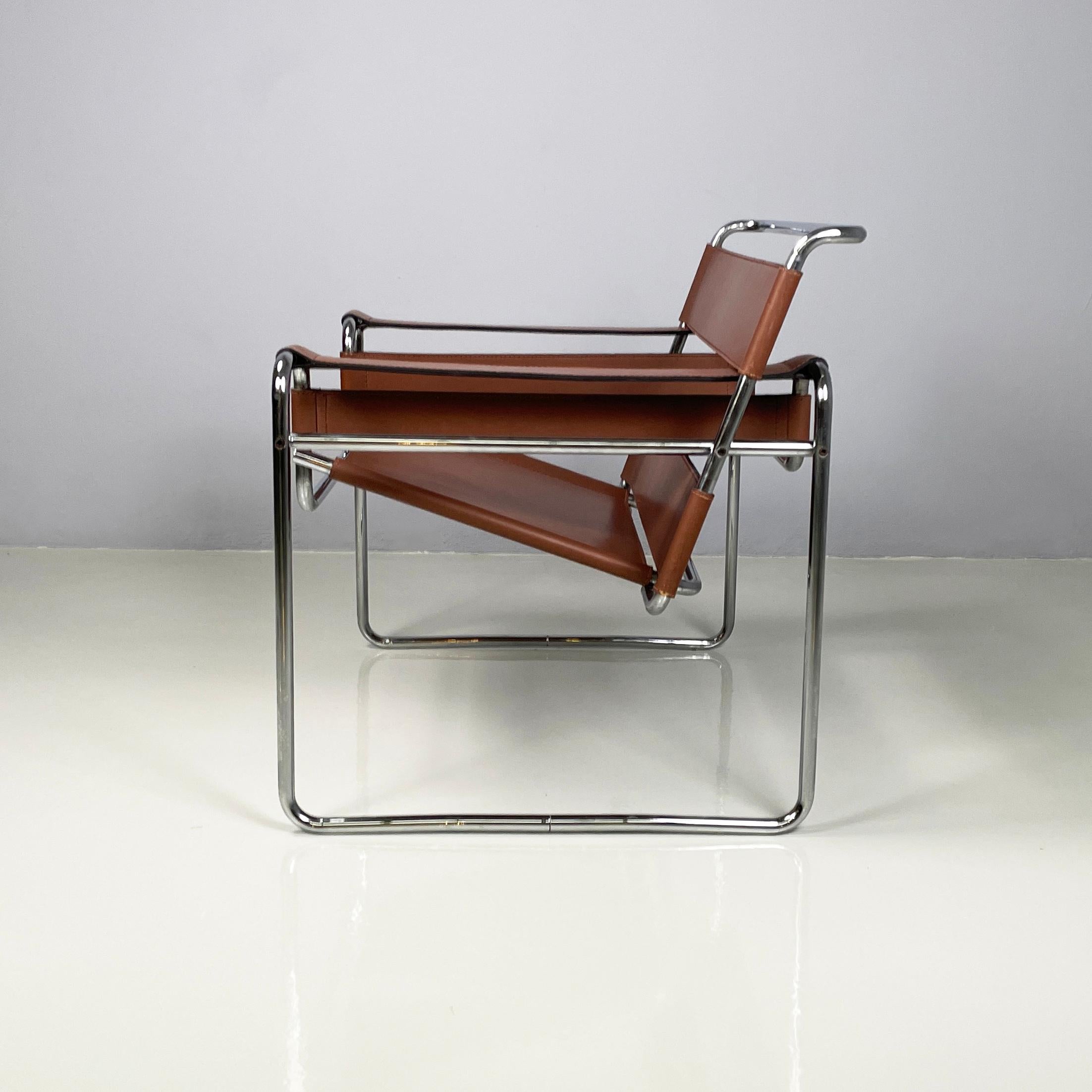 Mid-Century Modern Italian mid-century Brown Armchairs Wassily by Marcel Breuer for Gavina, 1960s For Sale