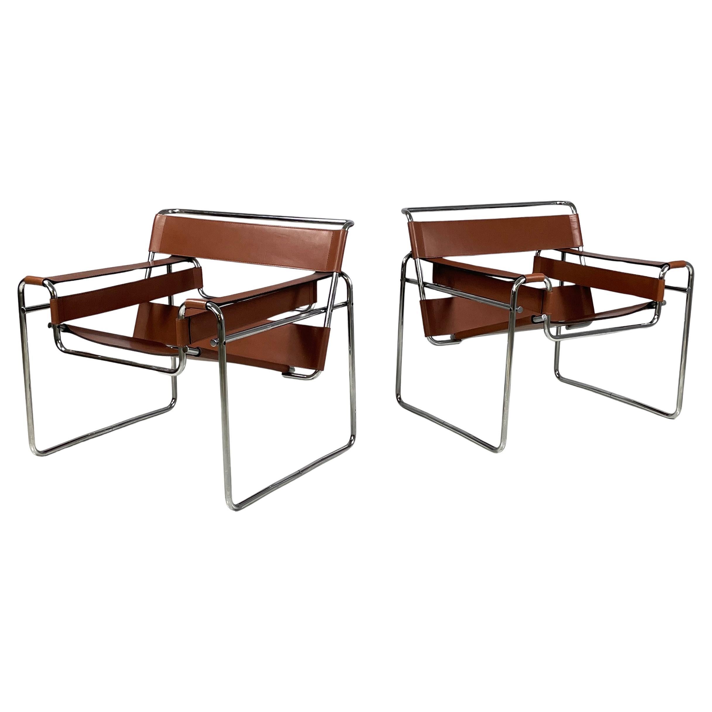 Sillones marrones italianos de mediados de siglo Wassily de Marcel Breuer para Gavina, años 60