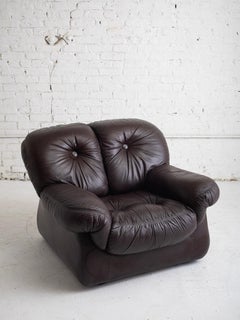 Italian Mid-Century Brown Leather Club Chair