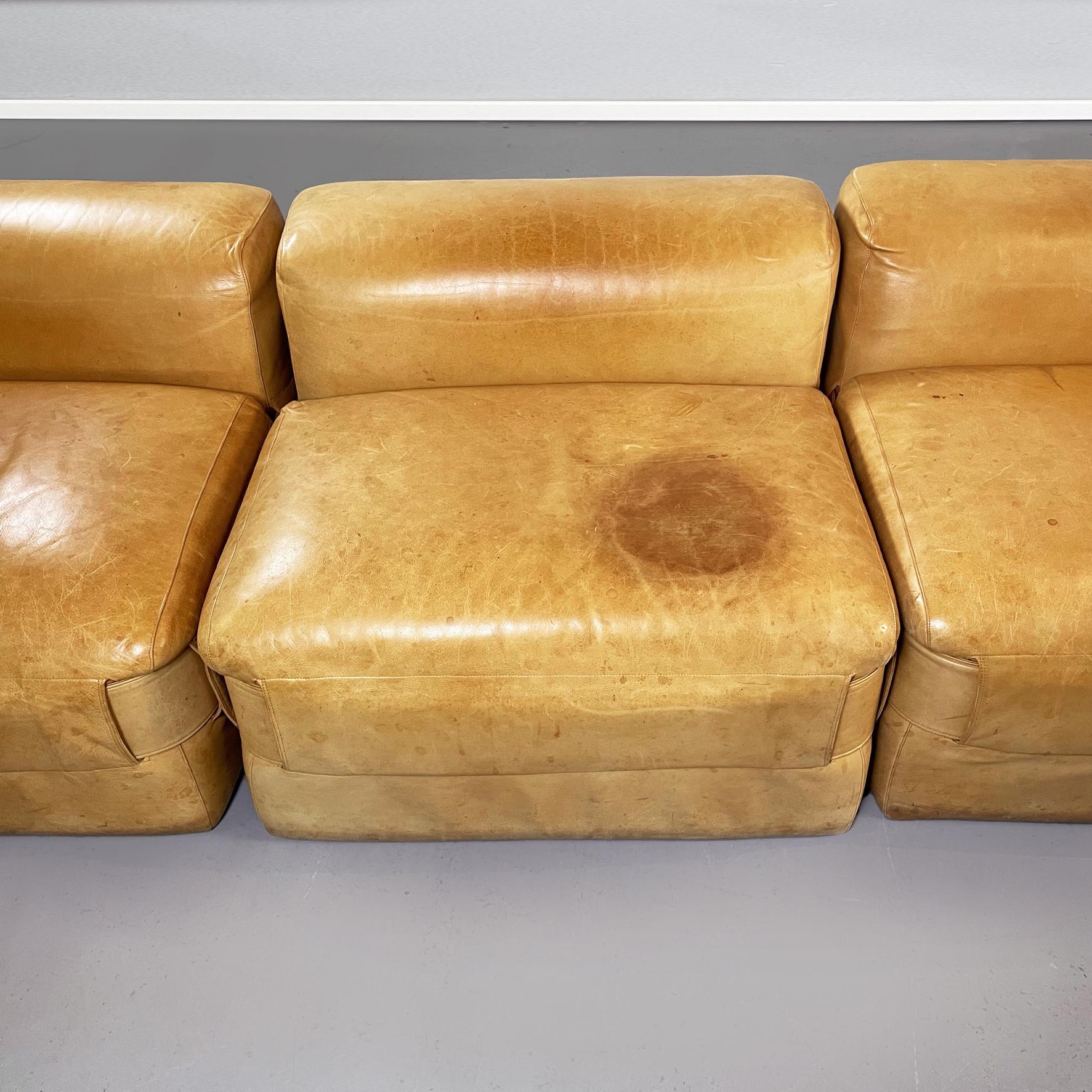 Italian Mid-Century Brown Leather Modular Sofa 932 by Bellini for Cassina, 1960s 3
