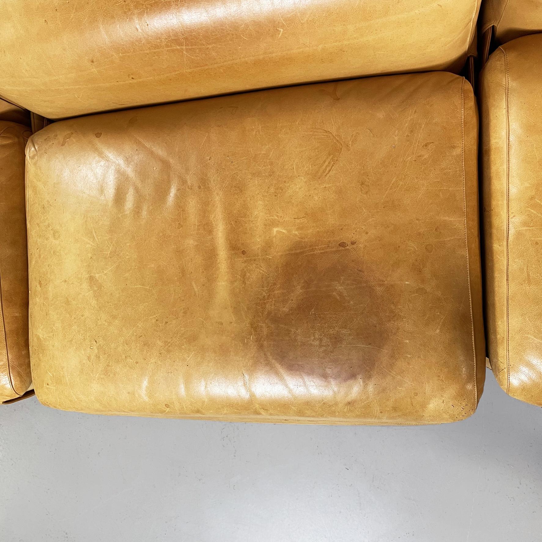 Italian Mid-Century Brown Leather Modular Sofa 932 by Bellini for Cassina, 1960s 4
