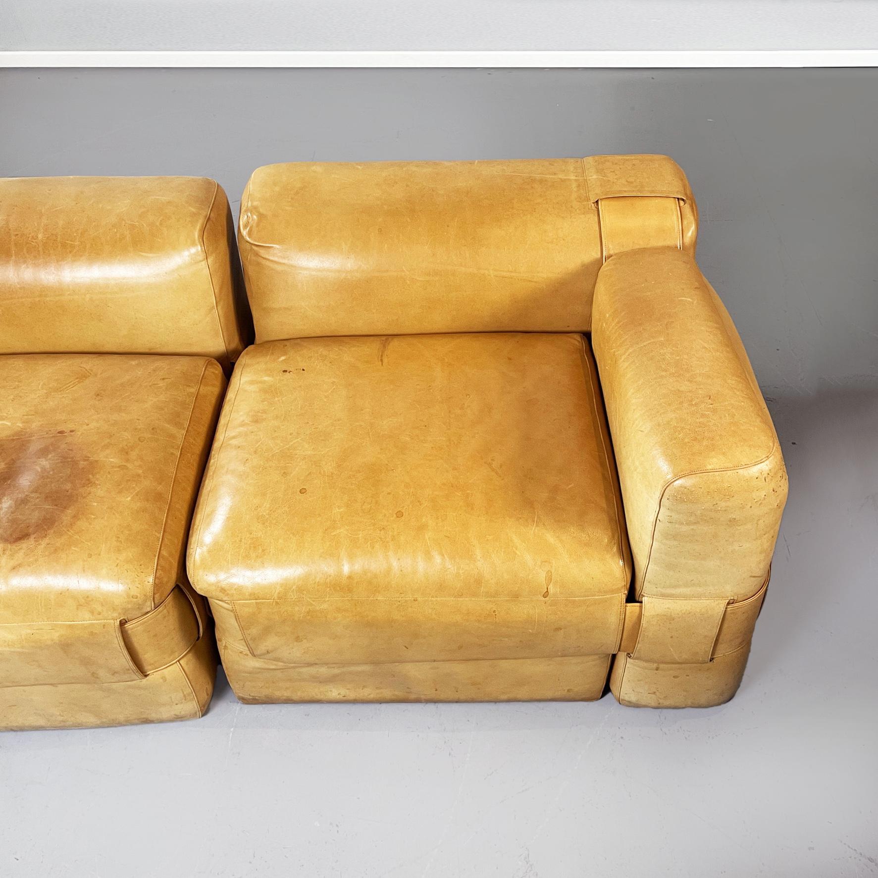 Italian Mid-Century Brown Leather Modular Sofa 932 by Bellini for Cassina, 1960s 6