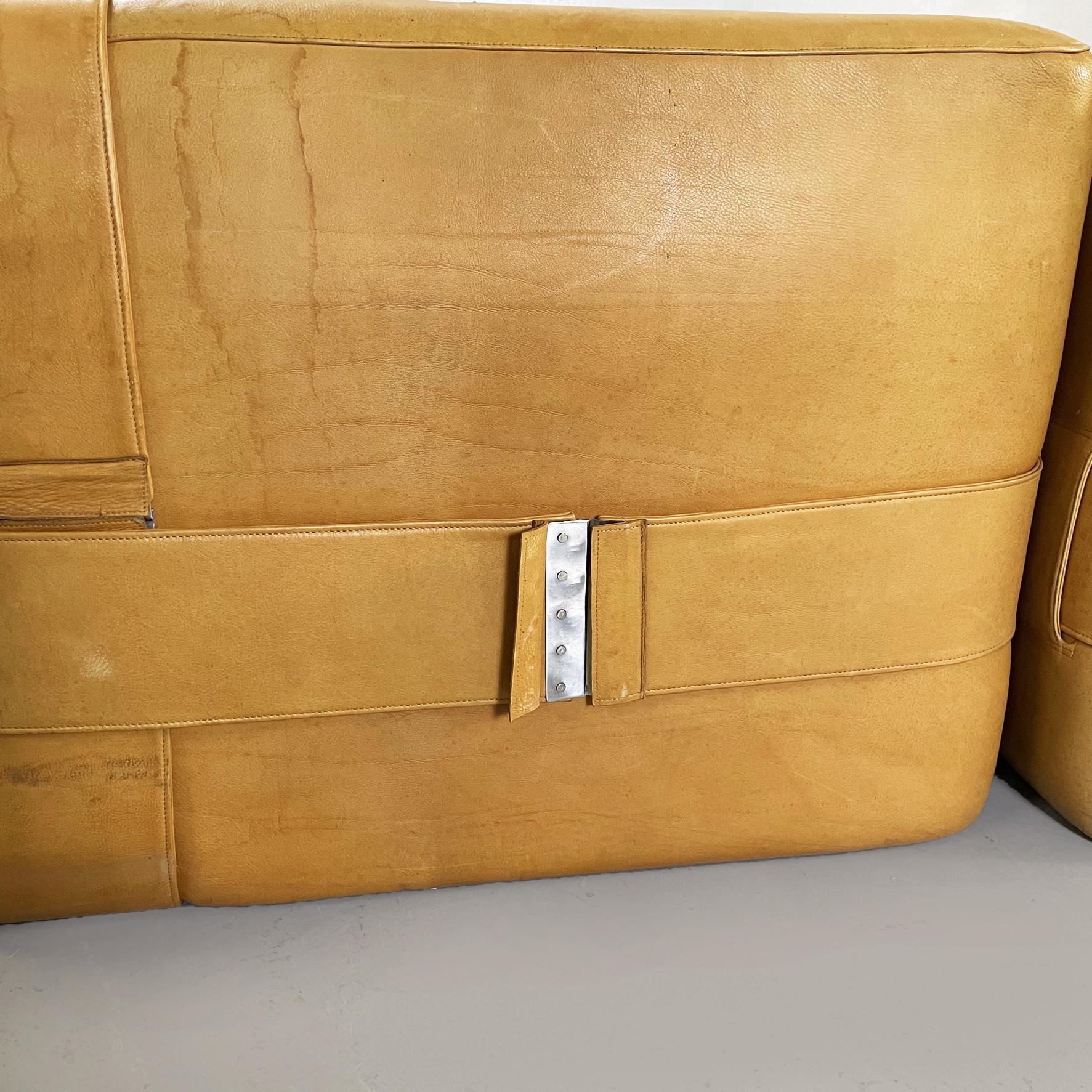 Italian Mid-Century Brown Leather Modular Sofa 932 by Bellini for Cassina, 1960s 12