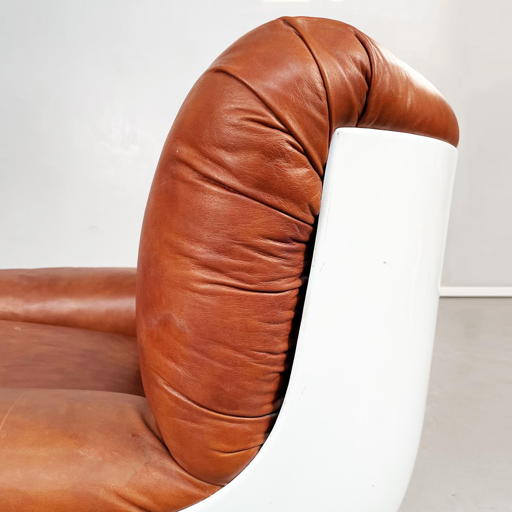 Italian Mid-Century Brown Leather Armchairs Flou by Betti Habitat Ids, 1970s For Sale 5
