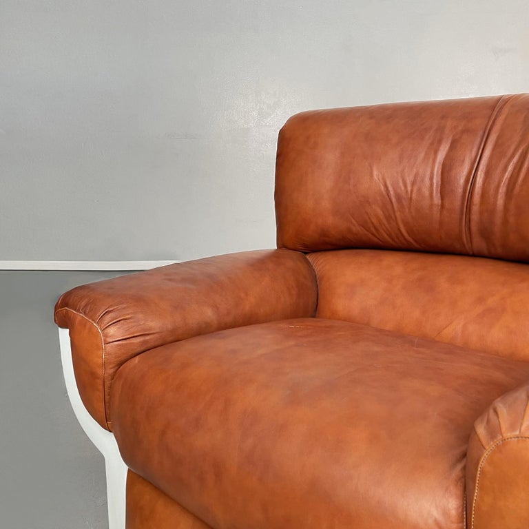 Italian MidCentury Brown Leather Armchairs Flou by Betti Habitat Ids