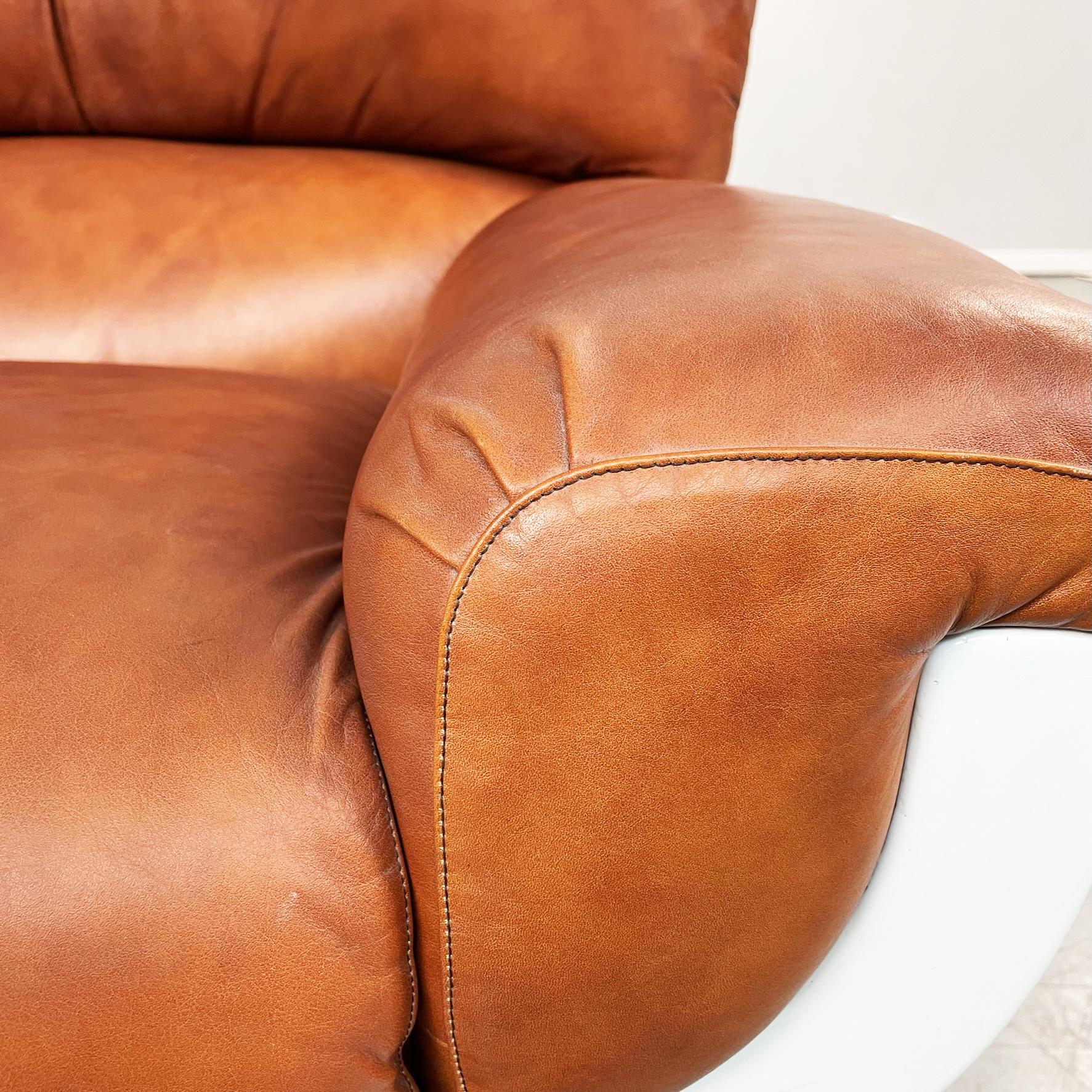 Italian Mid-Century Brown Leather Armchairs Flou by Betti Habitat Ids, 1970s For Sale 2