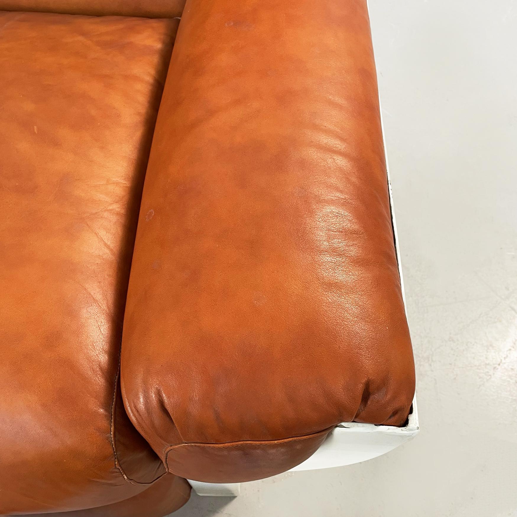Italian Mid-Century Brown Leather Plastic Sofa Flou by Betti Habitat Ids, 1970s For Sale 7