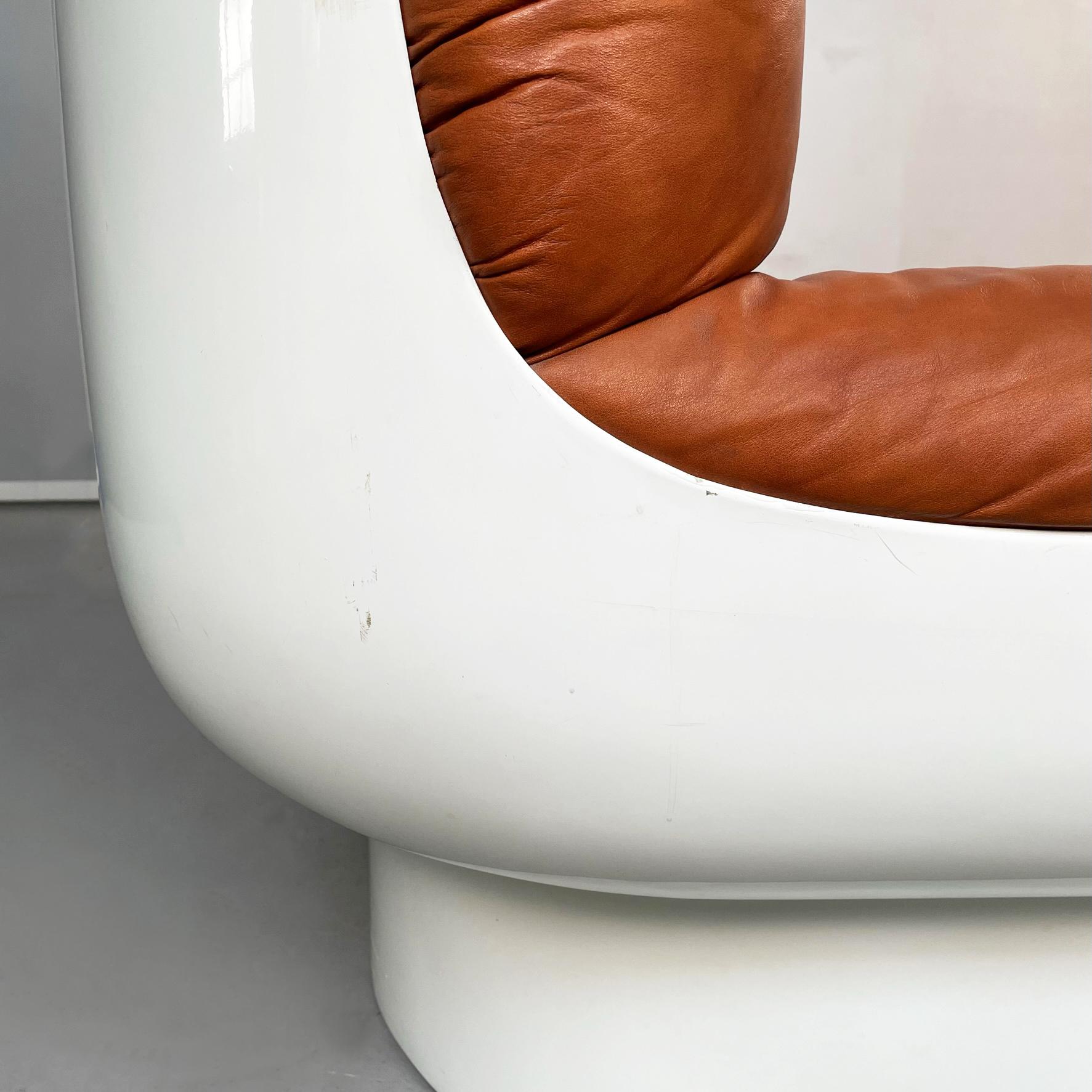 Italian Mid-Century Brown Leather Plastic Sofa Flou by Betti Habitat Ids, 1970s For Sale 10