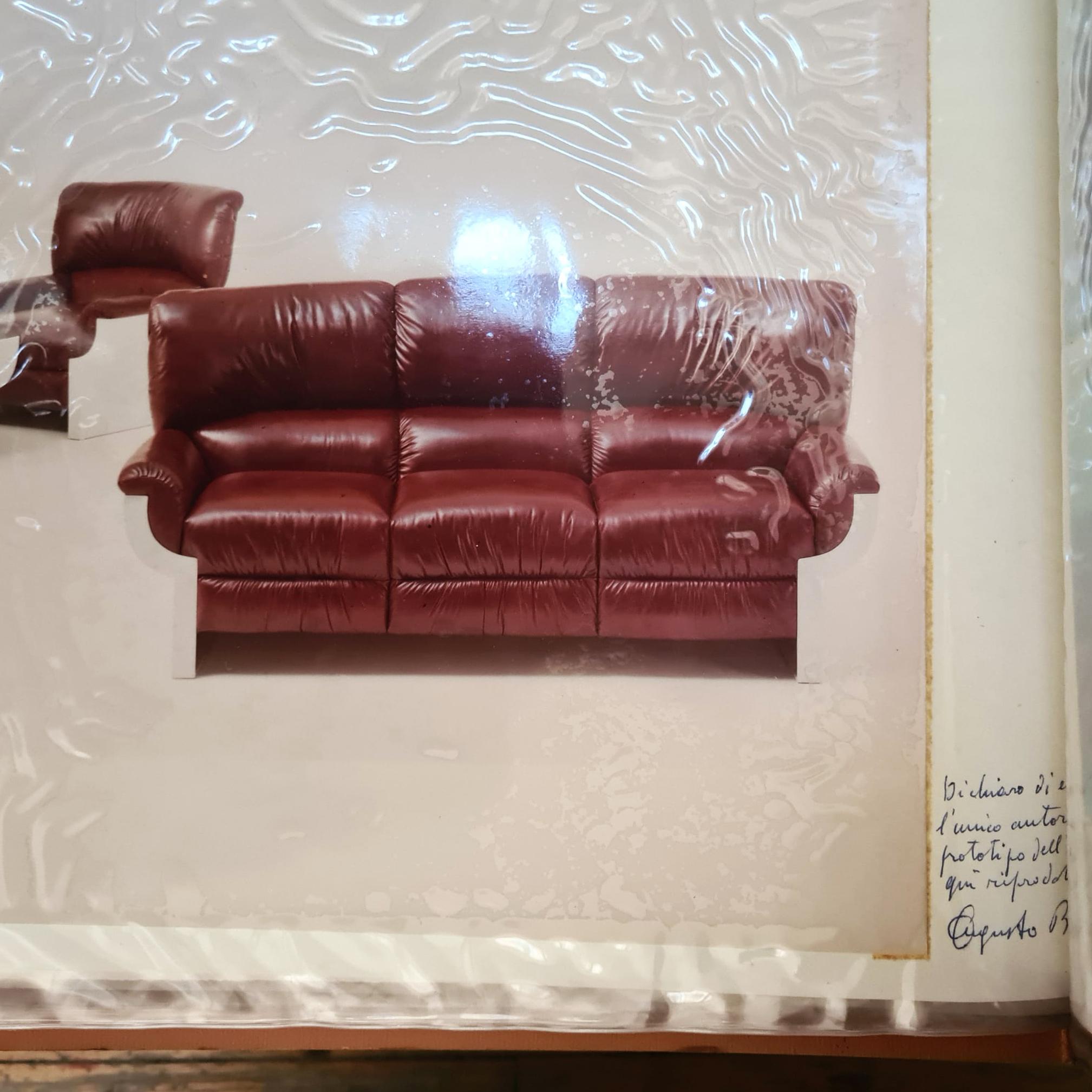 Italian Mid-Century Brown Leather Plastic Sofa Flou by Betti Habitat Ids, 1970s For Sale 12