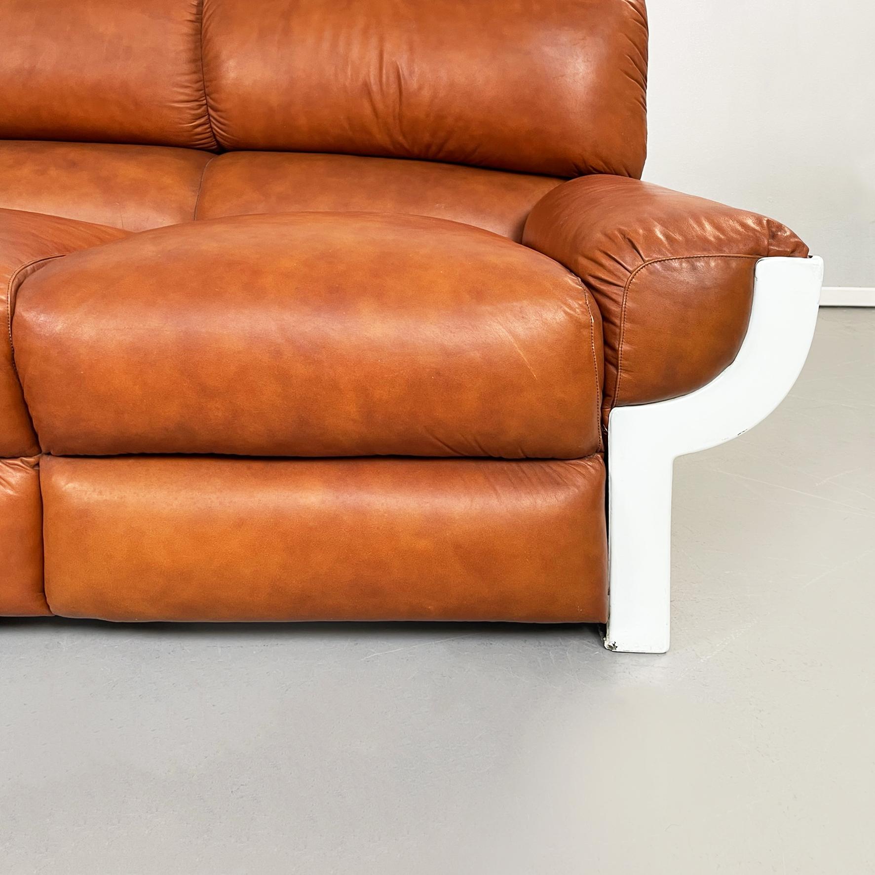 Italian Mid-Century Brown Leather Plastic Sofa Flou by Betti Habitat Ids, 1970s For Sale 1