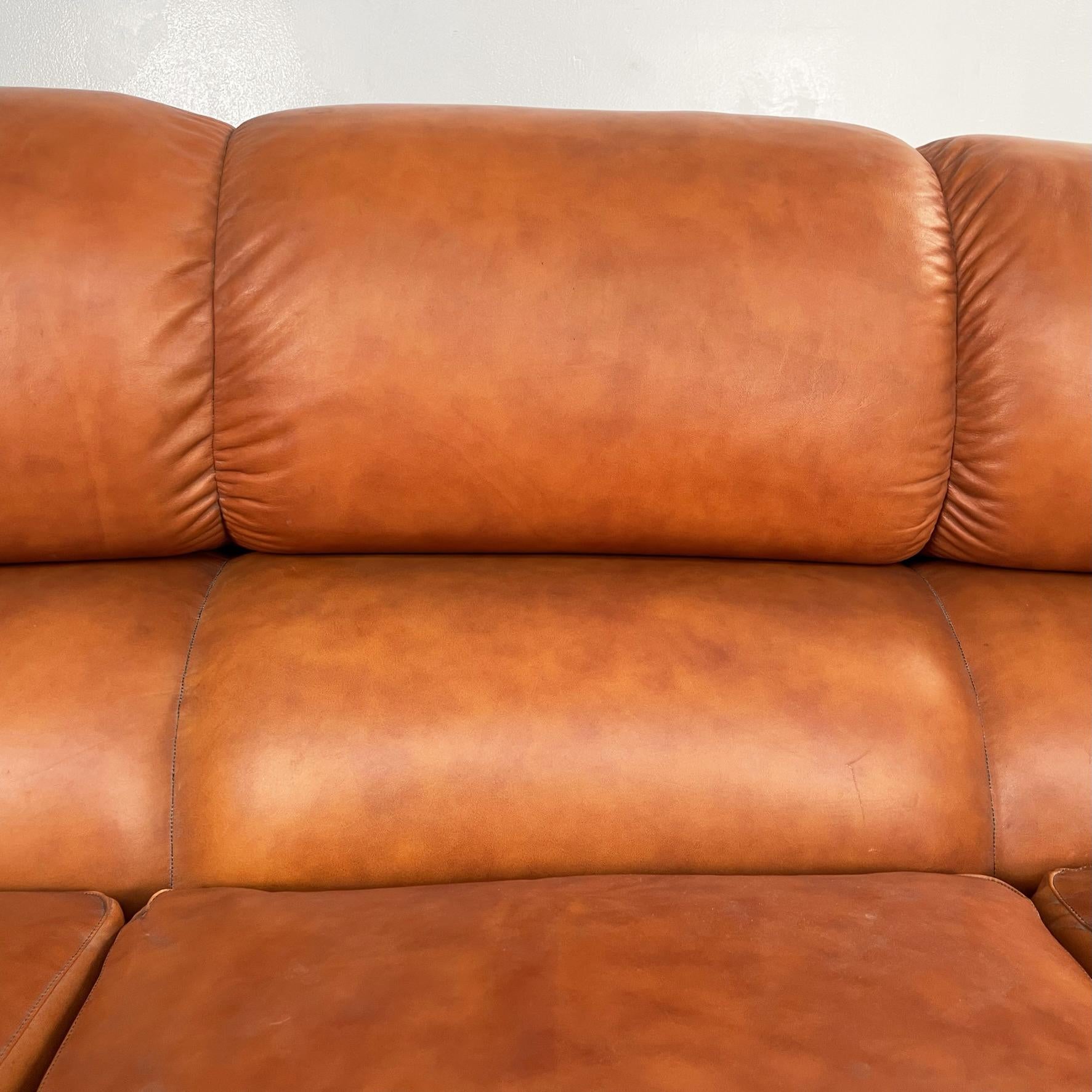 Italian Mid-Century Brown Leather Plastic Sofa Flou by Betti Habitat Ids, 1970s For Sale 2