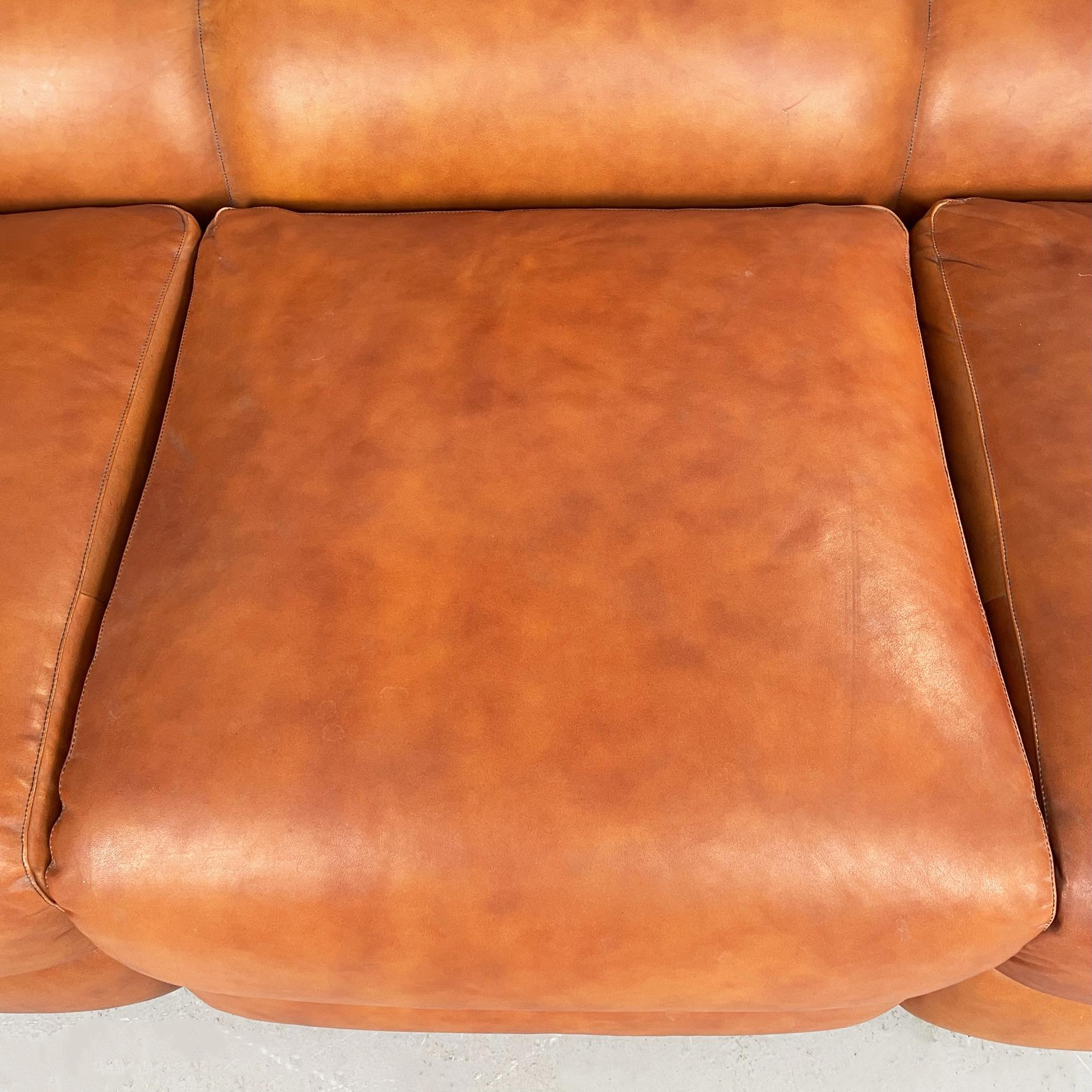 Italian Mid-Century Brown Leather Plastic Sofa Flou by Betti Habitat Ids, 1970s For Sale 3