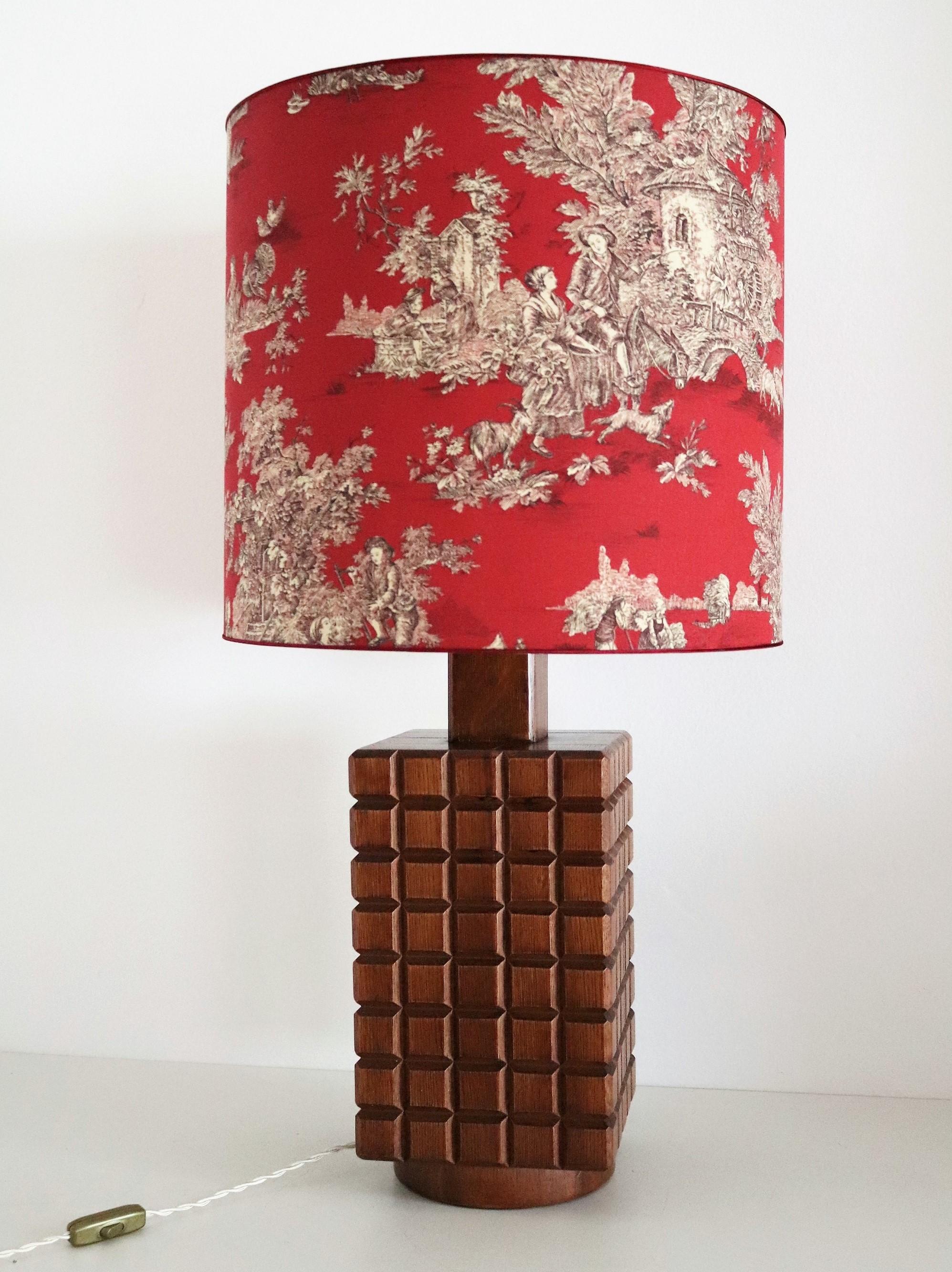 Italian Midcentury Brutalistic Lamp in Chestnut Wood in Frigerio Style, 1960s 14