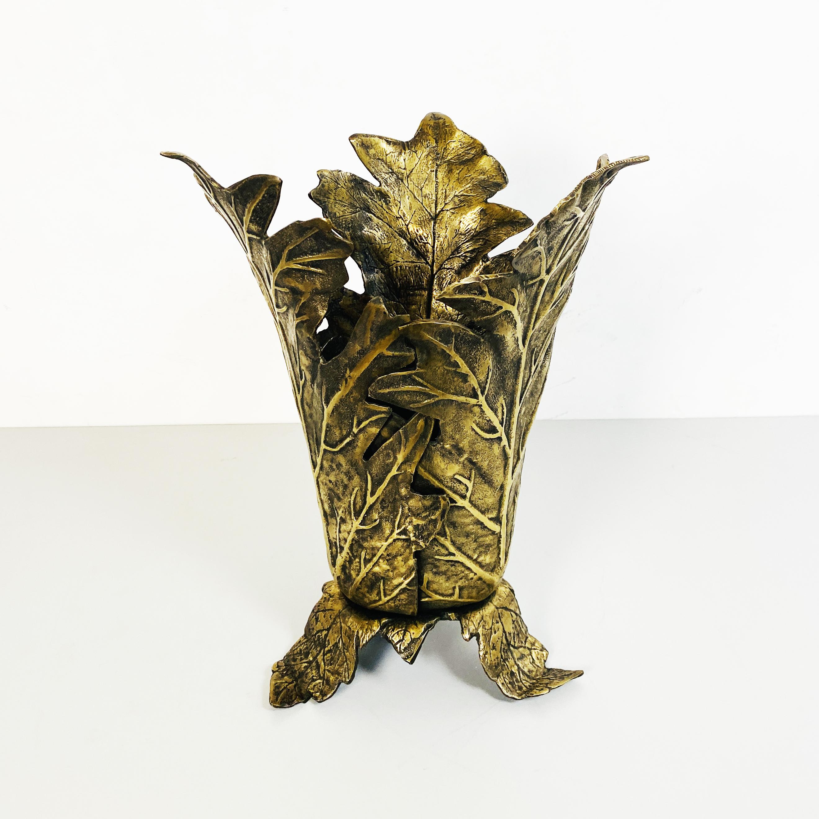 Mid-20th Century Italian Mid-Century Burnished Brass Umbrella Stand, 1960s For Sale