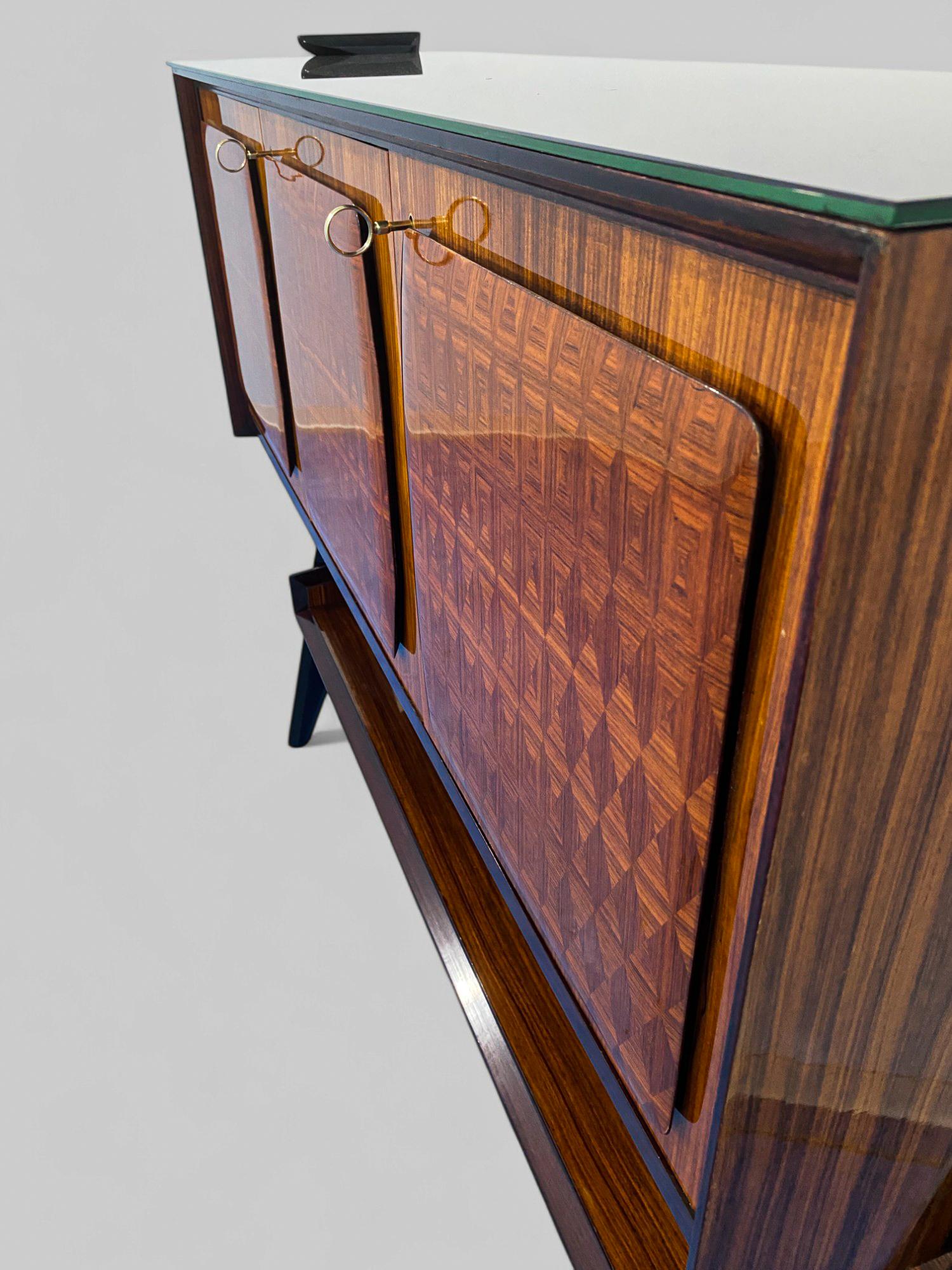 Brass Italian Mid Century Cabinet Bar , Sideboard designed by Vittorio Dassi, 1955 For Sale