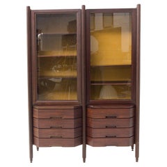 Italian Mid-Century Cabinet in Wood and Glass