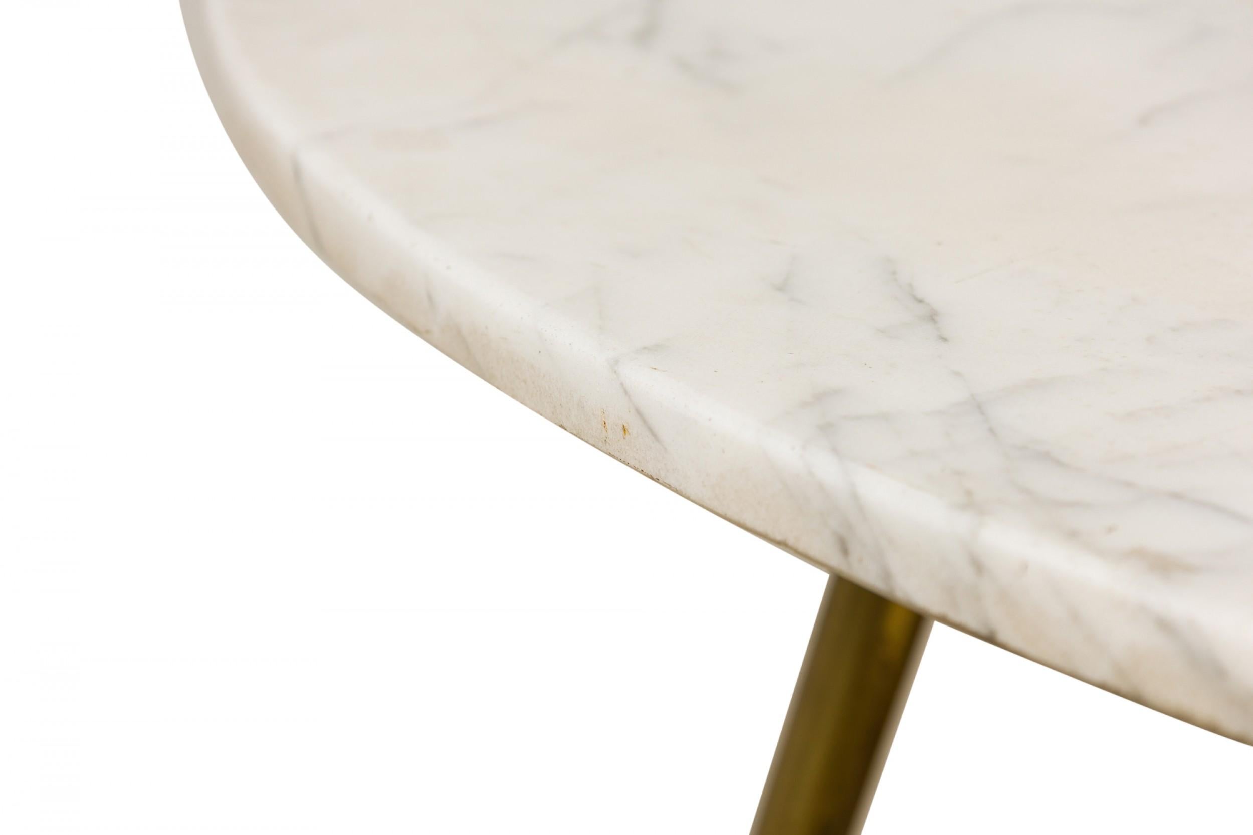 Carrara Marble Italian Mid-Century Carrera Marble Round Coffee / Cocktail Table For Sale