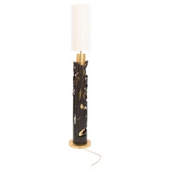 Italienische Stehlampe aus Gusseisen aus der Mitte des Jahrhunderts in Gold-Braun von Banci, Firenze 1980s