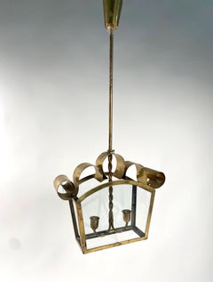 Italienische Deckenleuchte aus der Mitte des Jahrhunderts, Fontana Arte-Stil, Messing, 1950er Jahre
