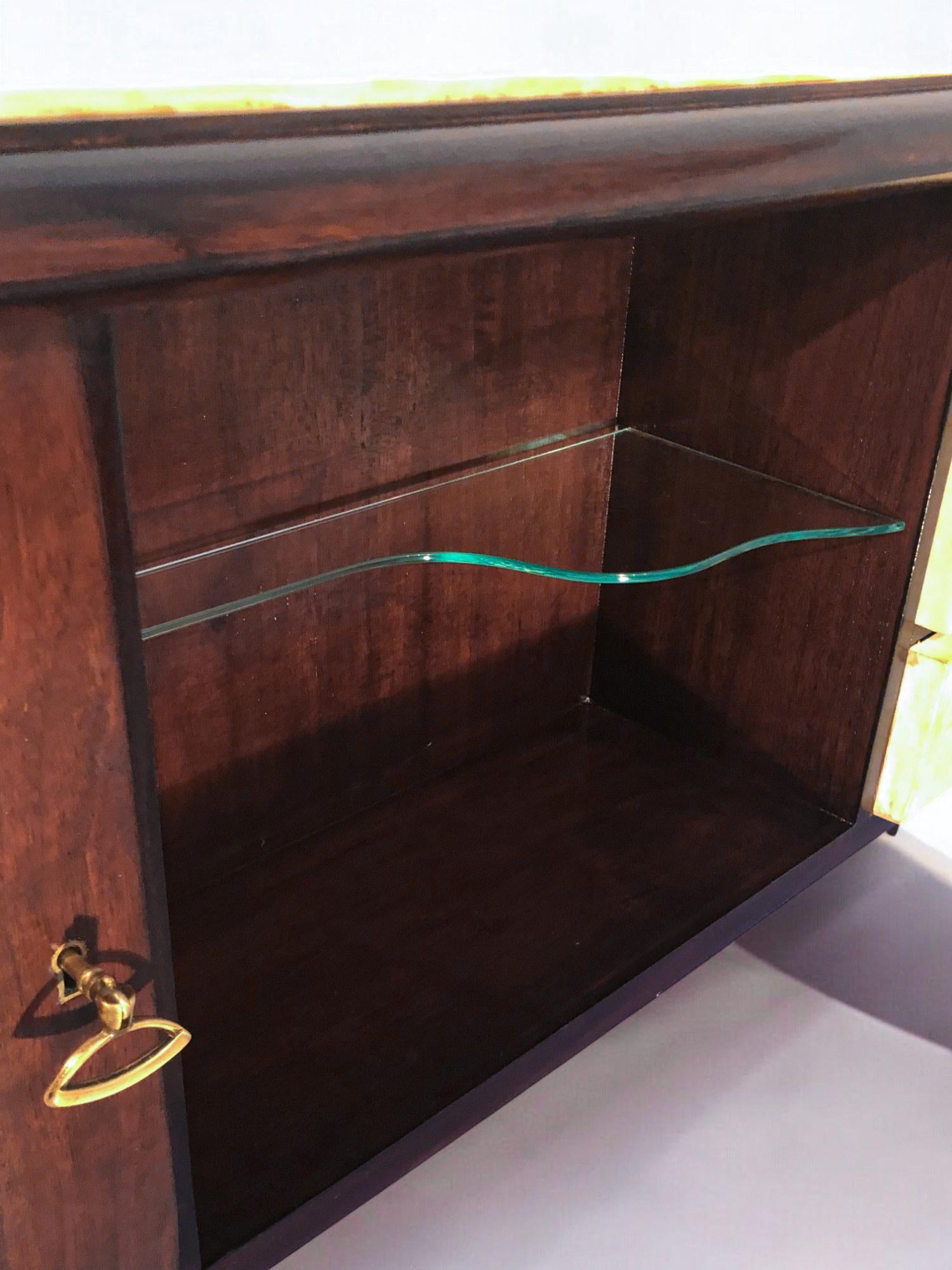 Italian Mid-Century Center Parchment Bar Sideboard attributed to Ulrich , 1950s For Sale 9